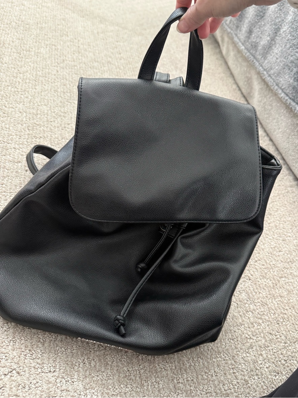 Victoria’s Secret Black Pleather Backpack - Sleek Minimalist Carry